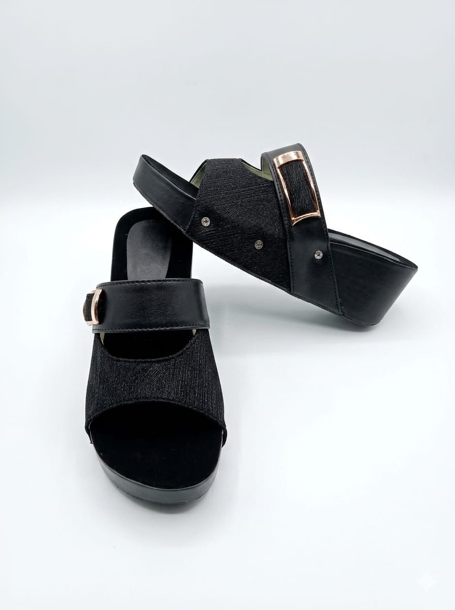 women black bend heel footwear